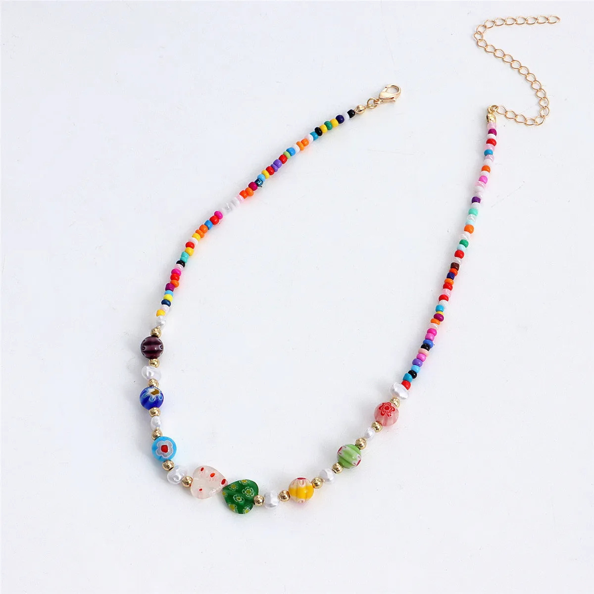 Pearl & Acrylic Howlite 18K Gold-Plated Heart Necklace