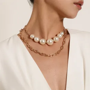 Pearl & Cubic Zirconia 18K Gold-Plated Layered Pendant Necklace
