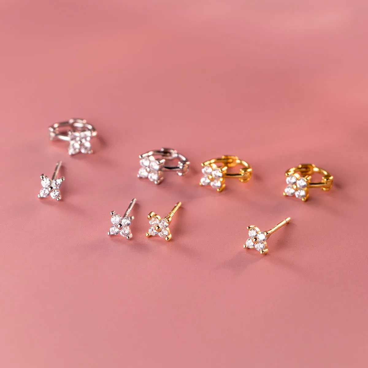 Pedals Flower Small Huggie Stud Earring-SH048