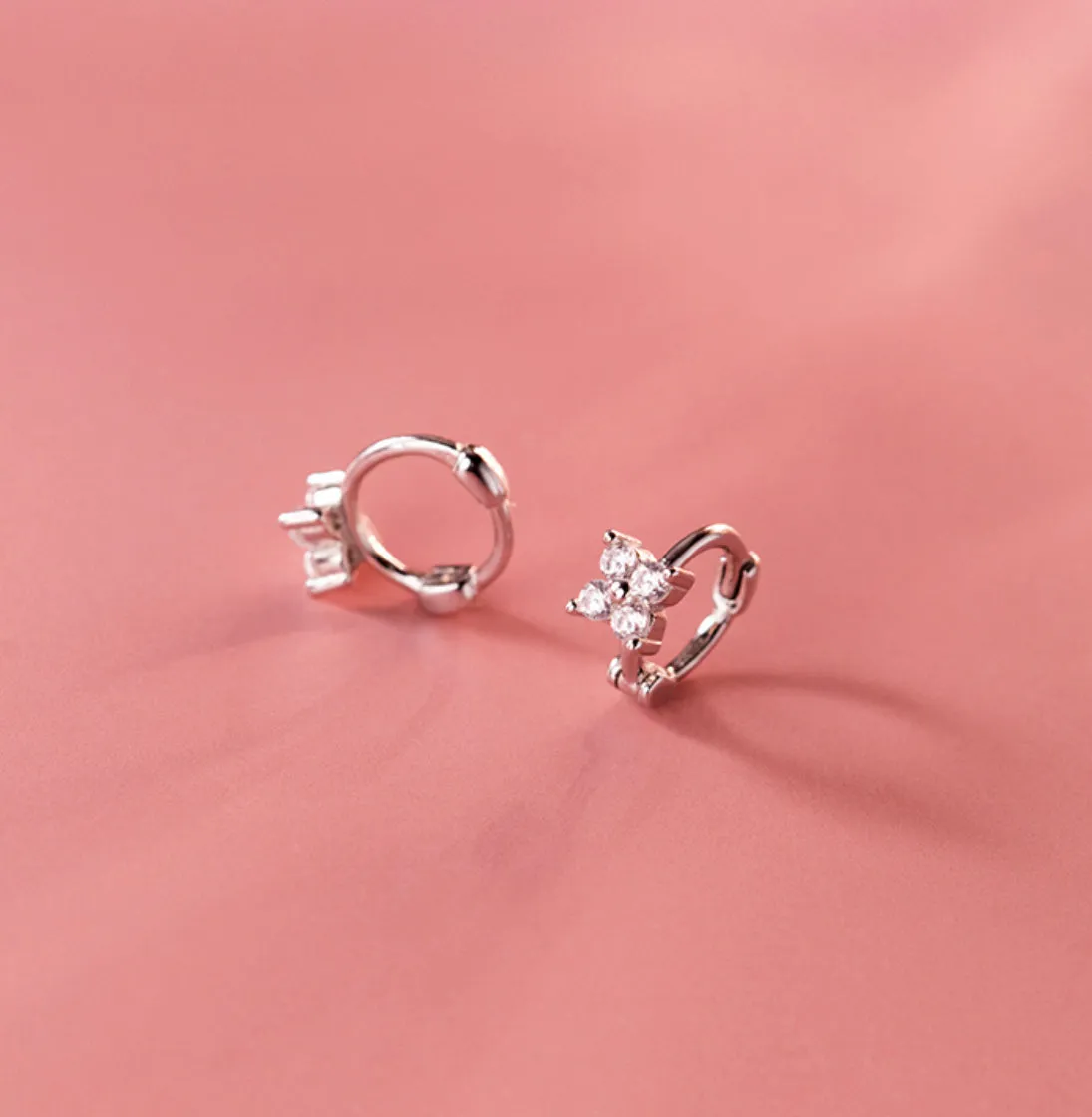 Pedals Flower Small Huggie Stud Earring-SH048