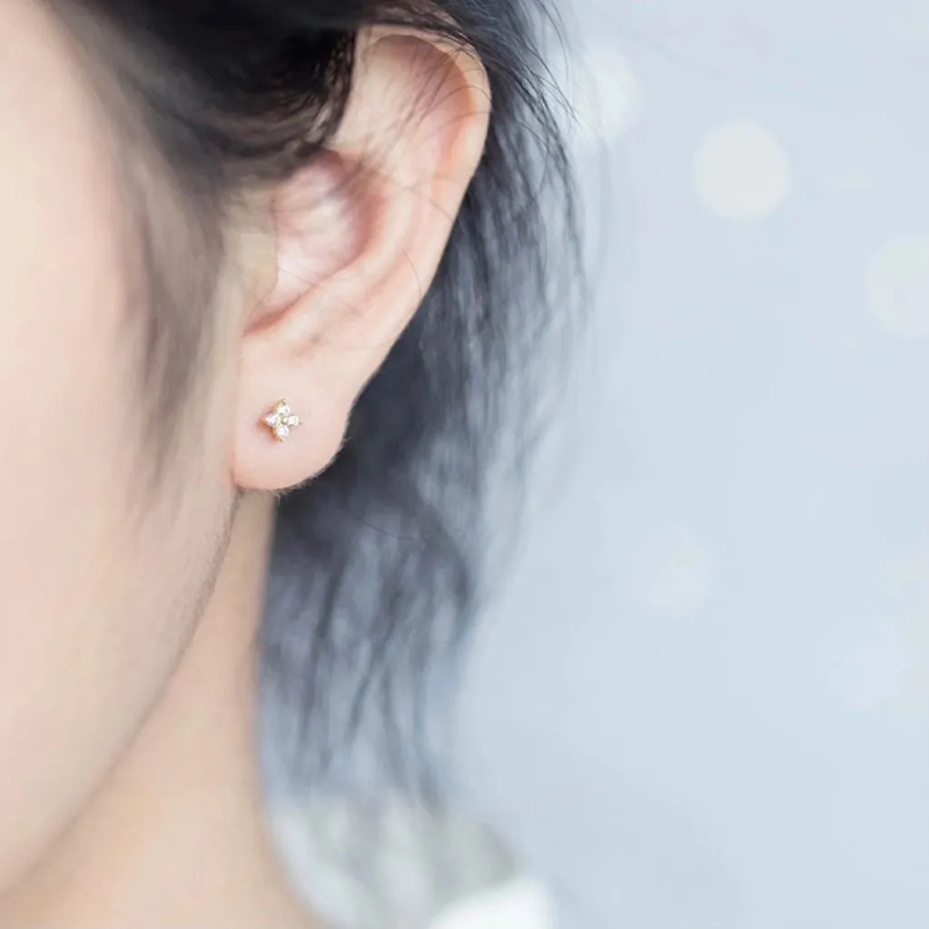 Pedals Flower Small Huggie Stud Earring-SH048
