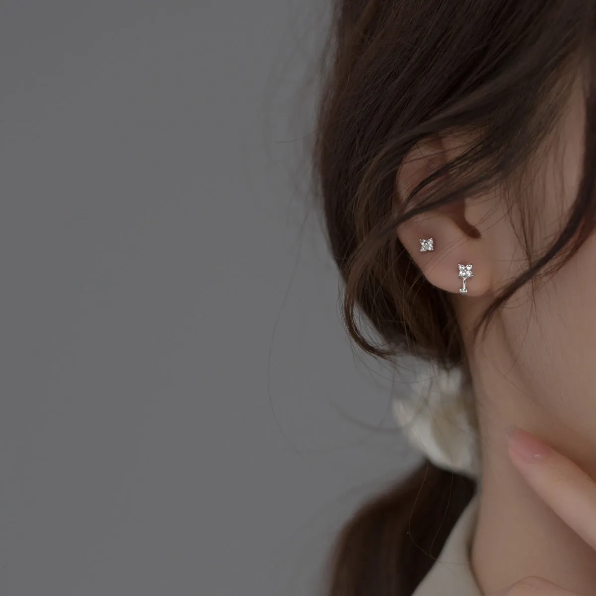 Pedals Flower Small Huggie Stud Earring-SH048