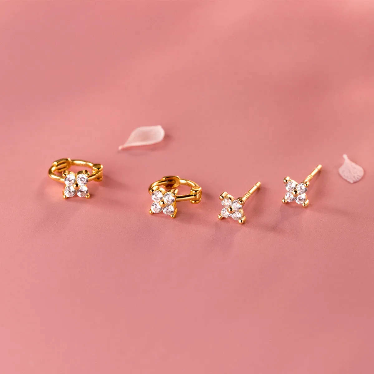 Pedals Flower Small Huggie Stud Earring-SH048