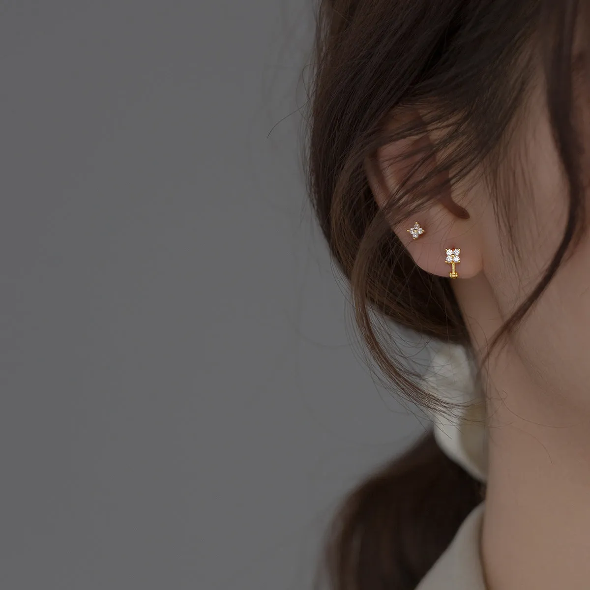 Pedals Flower Small Huggie Stud Earring-SH048