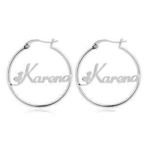 Personalized Sterling Silver 1 Name Hoop Earrings