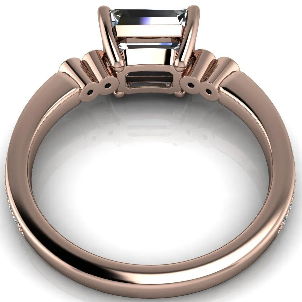 Philippa Emerald Moissanite 4 Alexandrite Sides 4 Prong Under Bezel Multi Stone Engagement Ring
