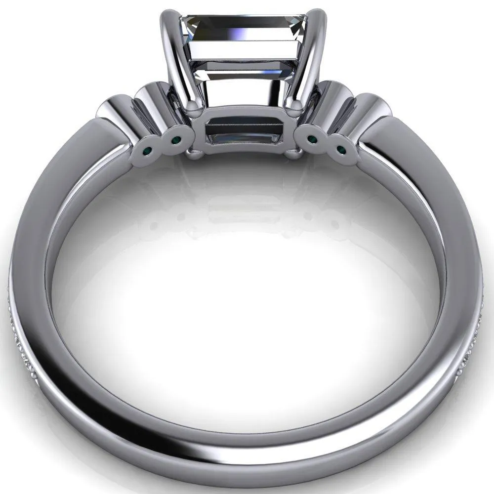 Philippa Emerald Moissanite 4 Emerald Sides 4 Prong Under Bezel Multi Stone Engagement Ring