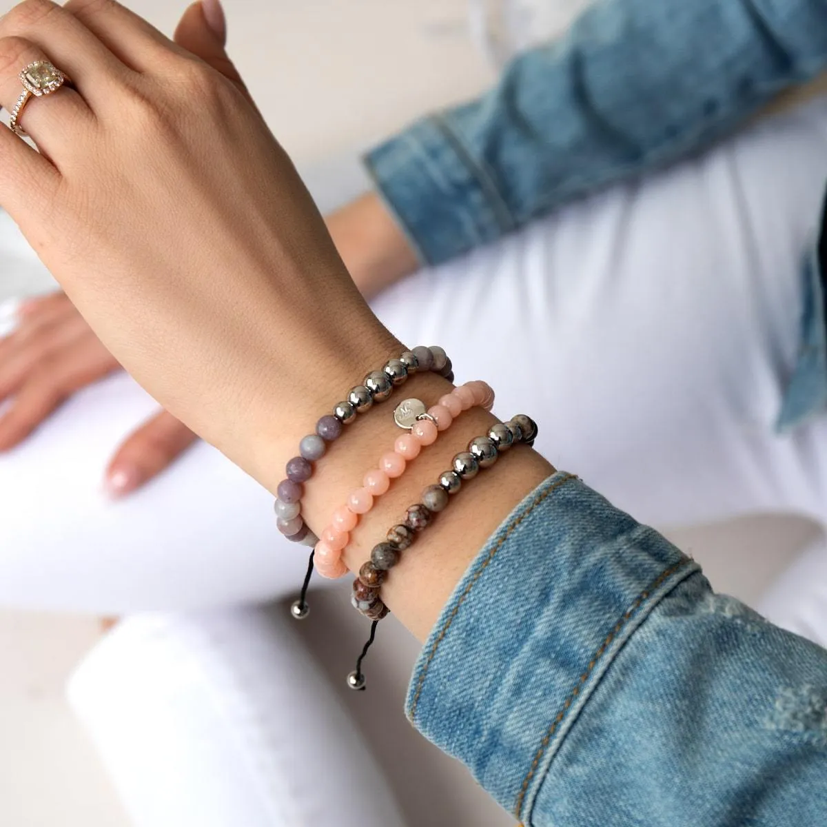 Pink Aventurine | .925 Sterling Silver | Healing Gemstone Bead Bracelet