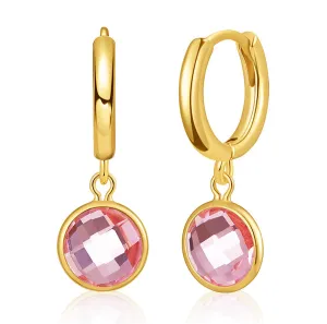 Pink Crystal & 18K Gold-Plated Round Huggie Earrings