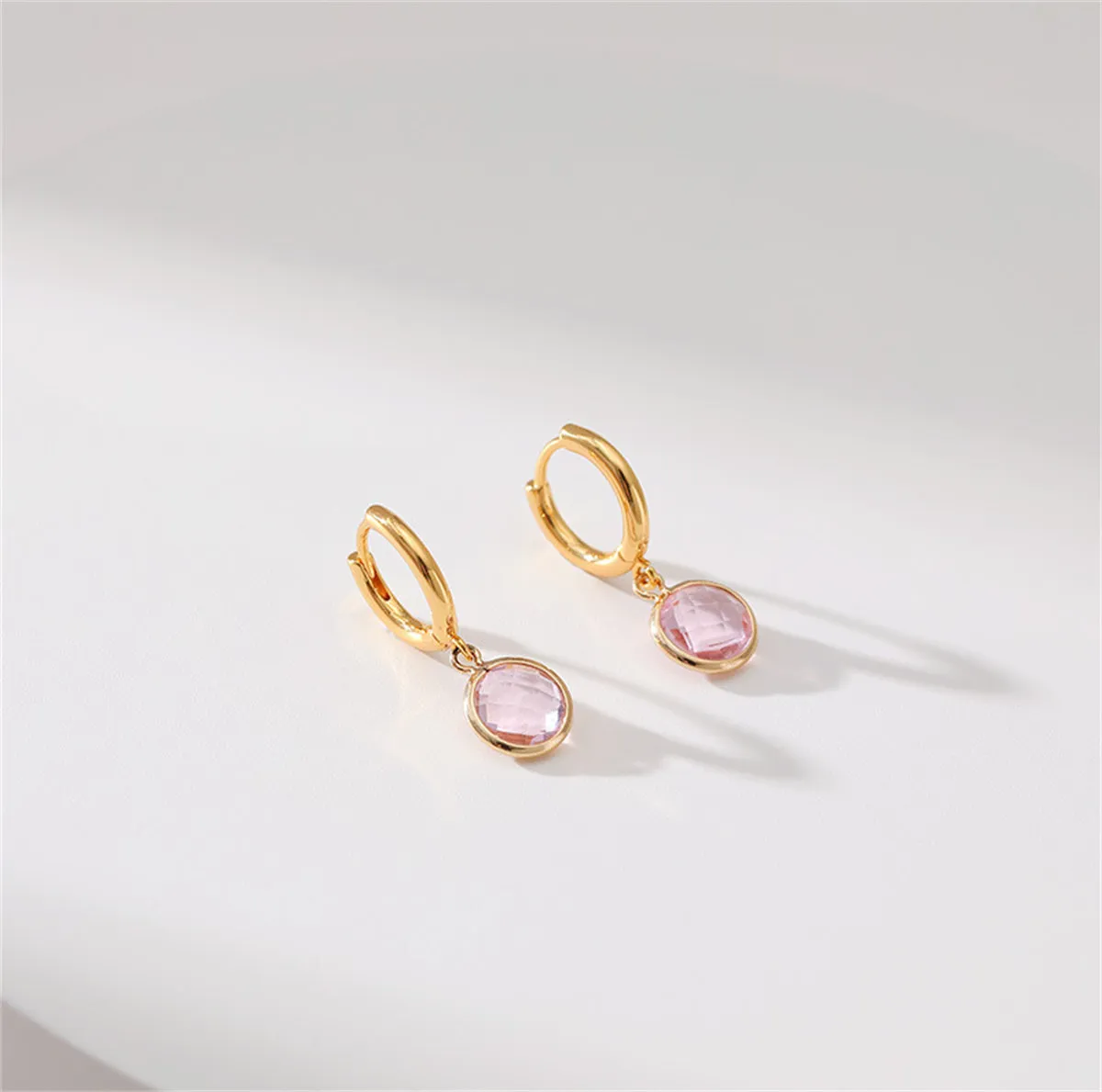 Pink Crystal & 18K Gold-Plated Round Huggie Earrings