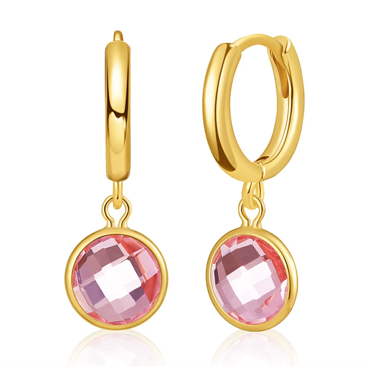Pink Crystal & 18K Gold-Plated Round Huggie Earrings