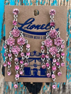 Pink Crystal Dangling Earrings