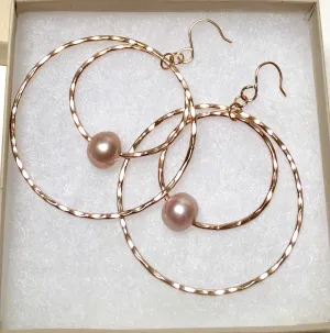 Pink Edison Pearl Hoop within a Hoop Earrings