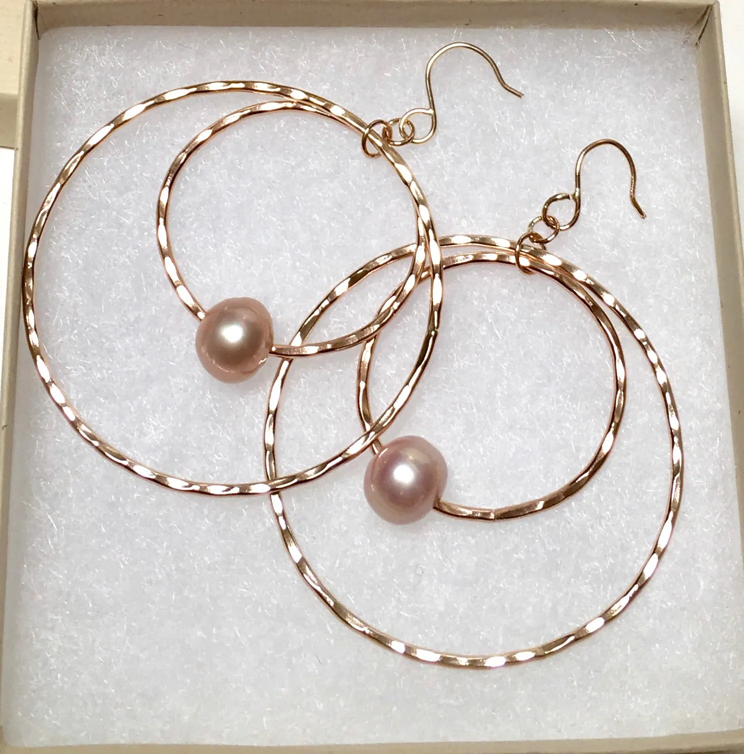 Pink Edison Pearl Hoop within a Hoop Earrings