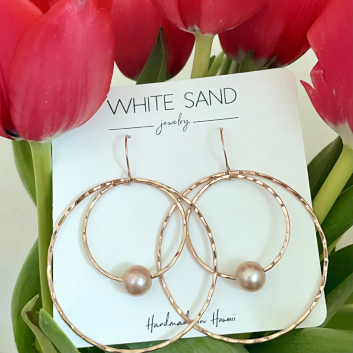 Pink Edison Pearl Hoop within a Hoop Earrings