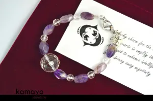 PISCES BRACELET - Clear Quartz and Amethyst Beads