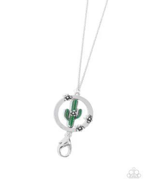 Poetic Patio - Green - Painted Cactus Paparazzi Lanyard Necklace