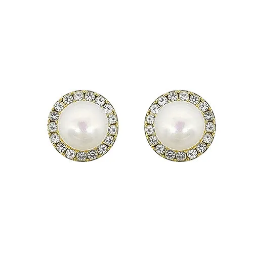 Premium Crystal Pearl Halo Earrings - E4090CL