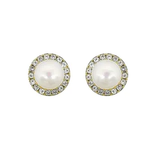 Premium Crystal Pearl Halo Earrings - E4090CL