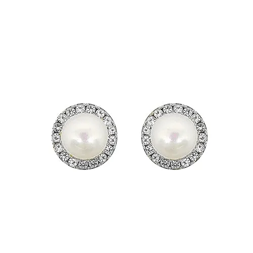 Premium Crystal Pearl Halo Earrings - E4090CL