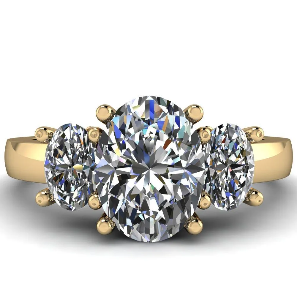 Prescott Oval Center Stone 3 Stone Under Bezel Engagement Ring