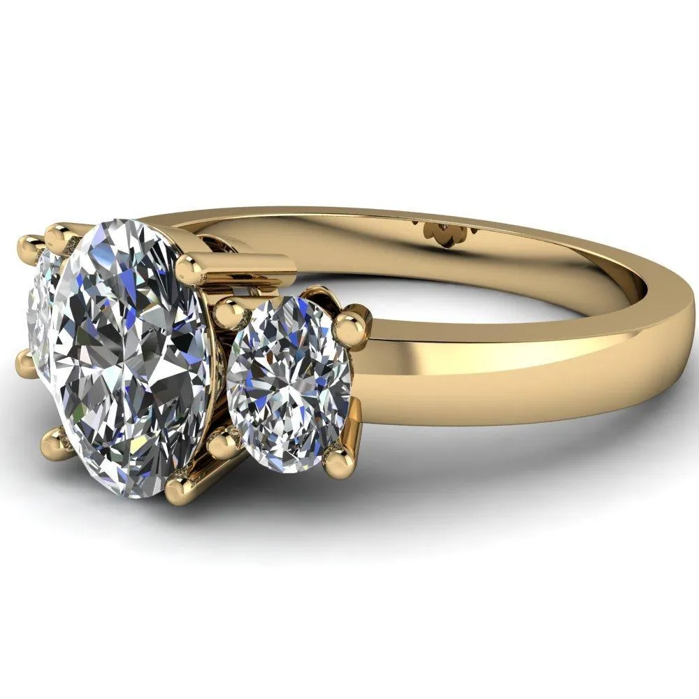 Prescott Oval Center Stone 3 Stone Under Bezel Engagement Ring