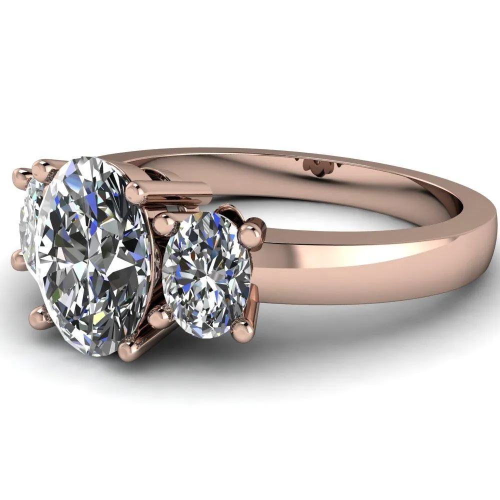 Prescott Oval Center Stone 3 Stone Under Bezel Engagement Ring
