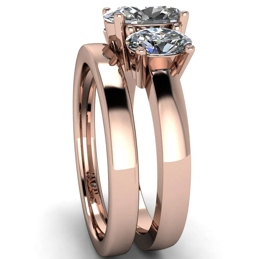 Prescott Oval Center Stone 3 Stone Under Bezel Engagement Ring