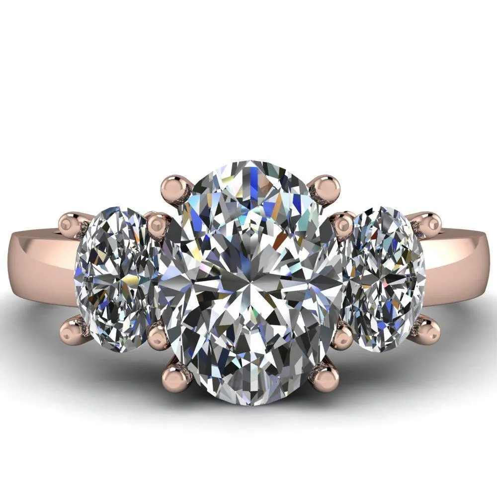 Prescott Oval Center Stone 3 Stone Under Bezel Engagement Ring
