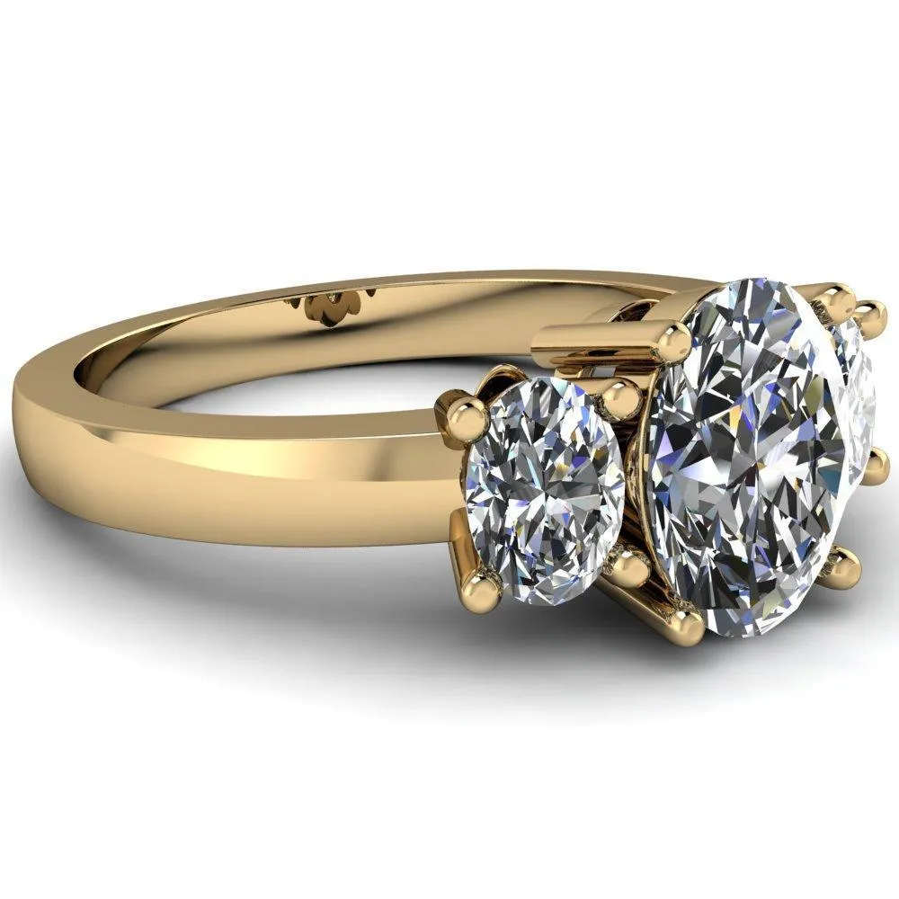 Prescott Oval Center Stone 3 Stone Under Bezel Engagement Ring