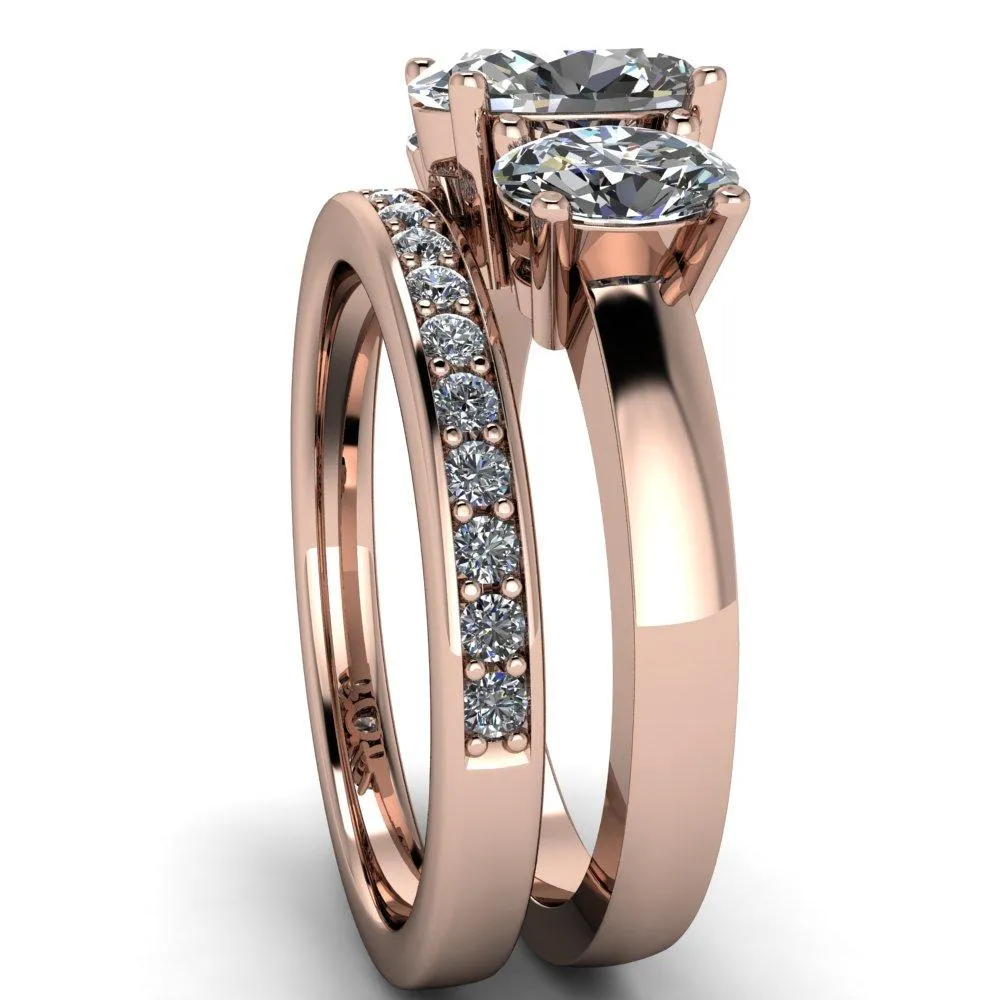 Prescott Oval Center Stone 3 Stone Under Bezel Engagement Ring