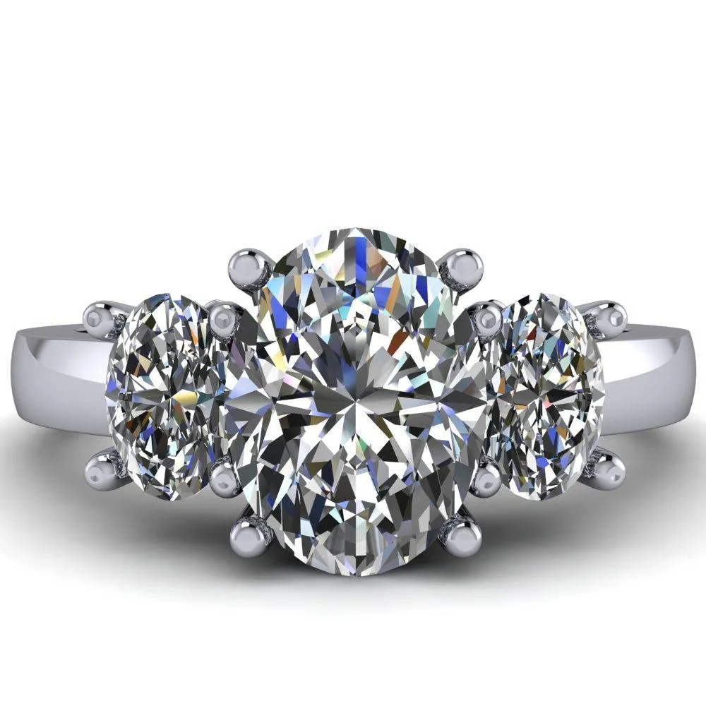 Prescott Oval Center Stone 3 Stone Under Bezel Engagement Ring