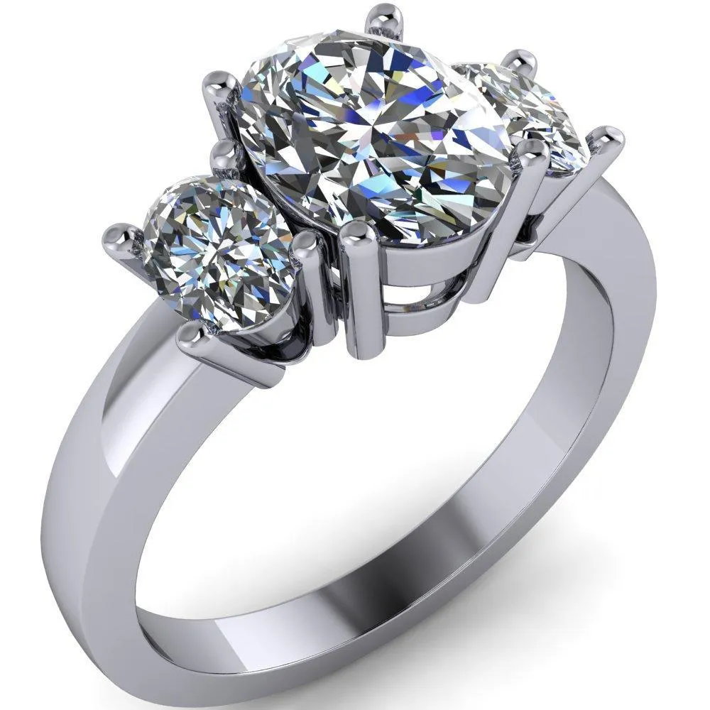 Prescott Oval Center Stone 3 Stone Under Bezel Engagement Ring