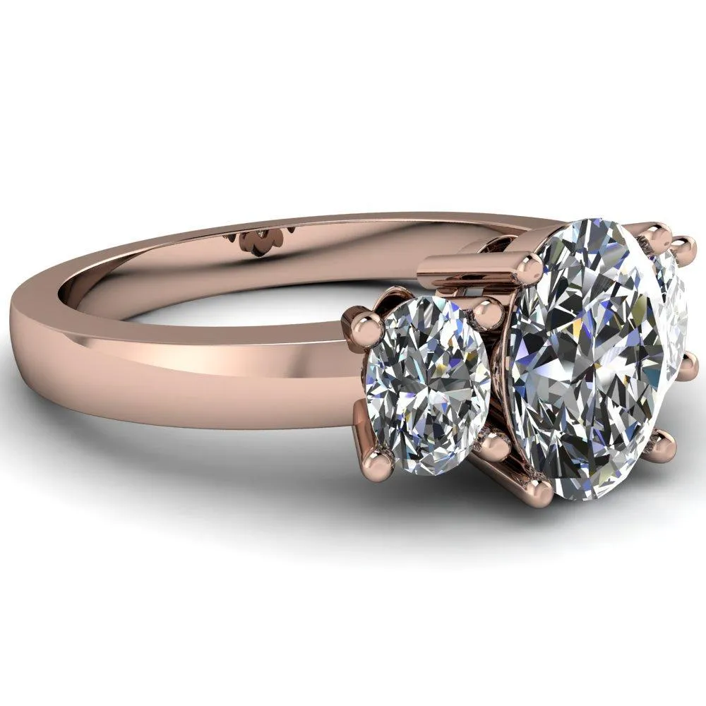 Prescott Oval Center Stone 3 Stone Under Bezel Engagement Ring