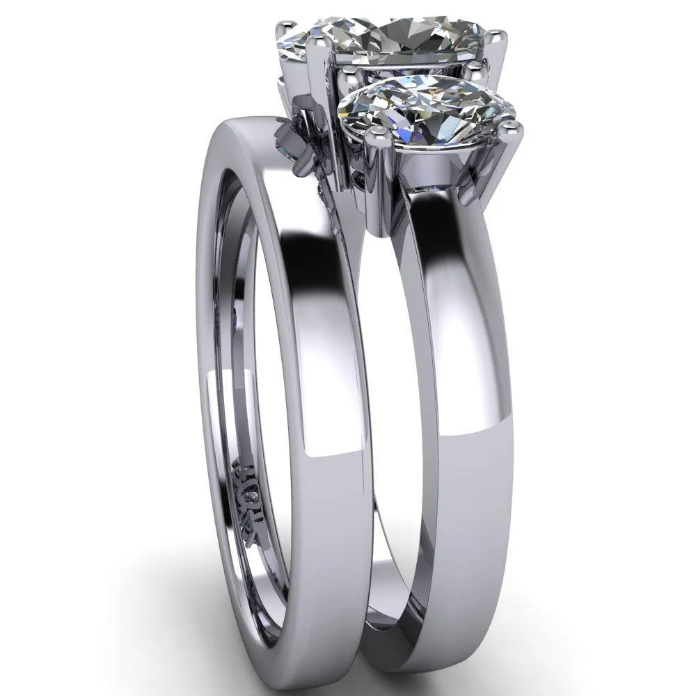 Prescott Oval Center Stone 3 Stone Under Bezel Engagement Ring