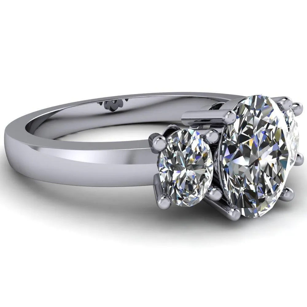 Prescott Oval Center Stone 3 Stone Under Bezel Engagement Ring