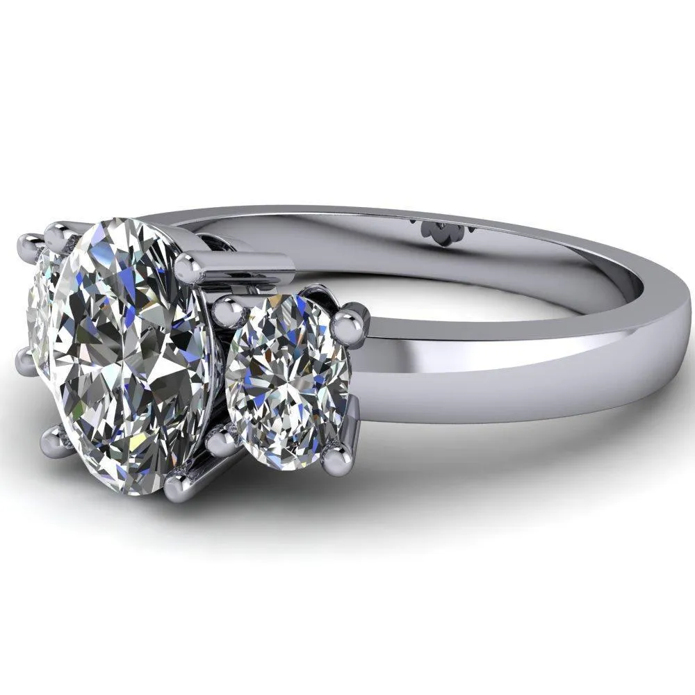 Prescott Oval Center Stone 3 Stone Under Bezel Engagement Ring