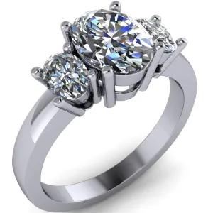 Prescott Oval Center Stone 3 Stone Under Bezel Engagement Ring