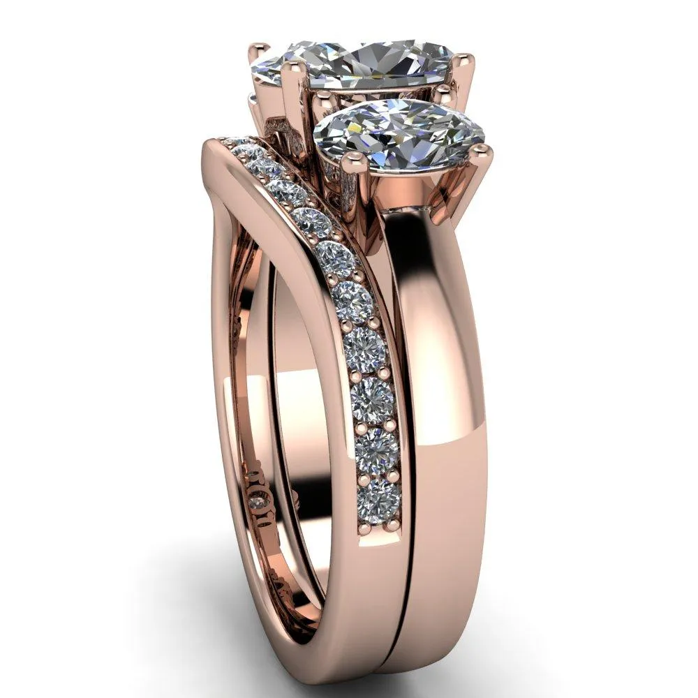 Prescott Oval Center Stone 3 Stone Under Bezel Engagement Ring