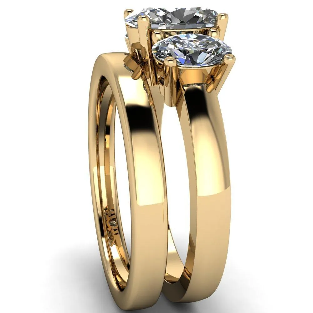 Prescott Oval Center Stone 3 Stone Under Bezel Engagement Ring