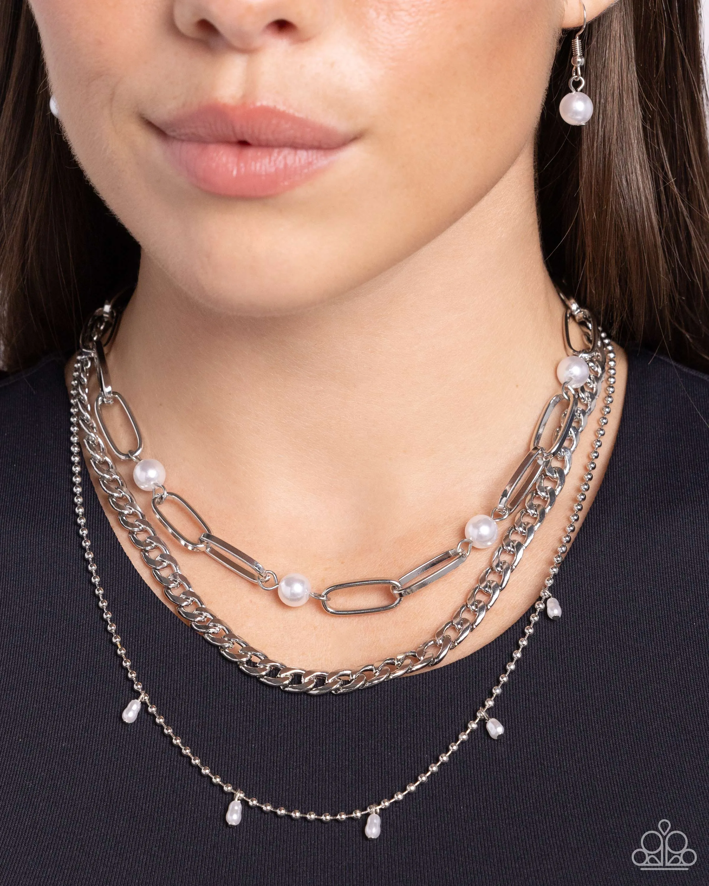 Presidential Passion - White - Chain White Pearl Tiered Paparazzi Short Necklace