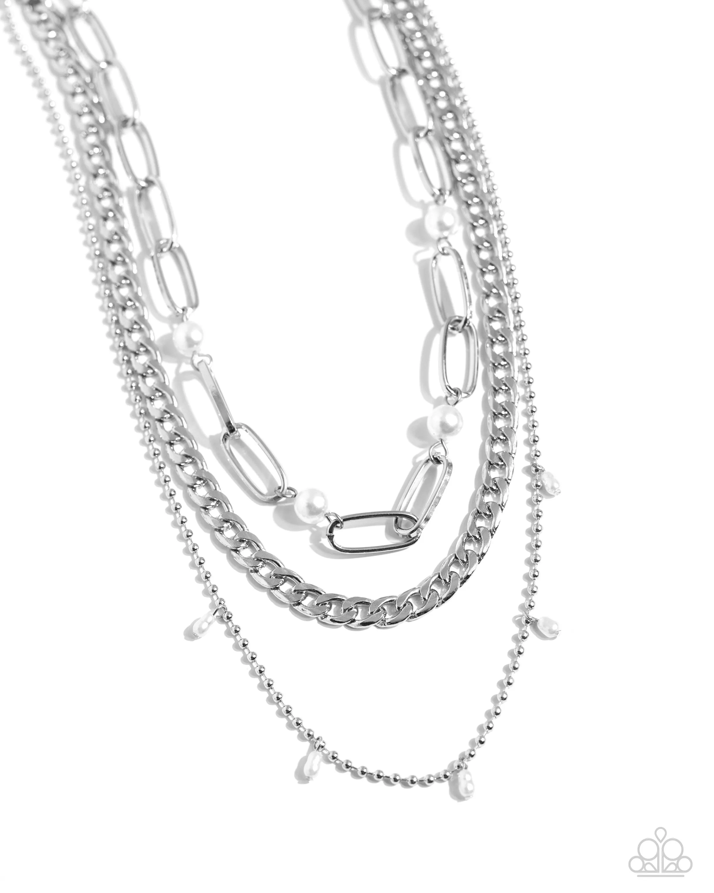 Presidential Passion - White - Chain White Pearl Tiered Paparazzi Short Necklace