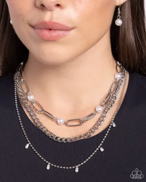 Presidential Passion - White - Chain White Pearl Tiered Paparazzi Short Necklace