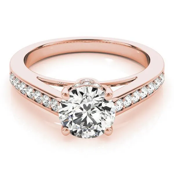 Presley Round Center Stone Diamond Channel Cathedral Ring