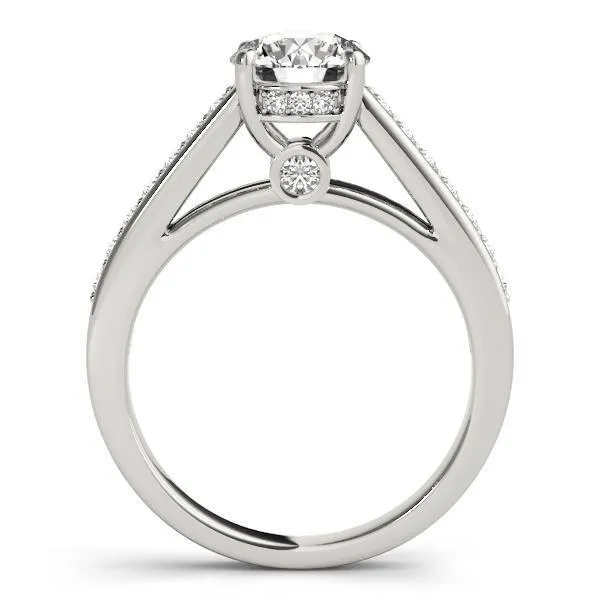 Presley Round Center Stone Diamond Channel Cathedral Ring