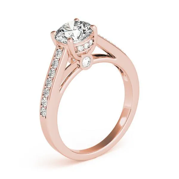 Presley Round Center Stone Diamond Channel Cathedral Ring