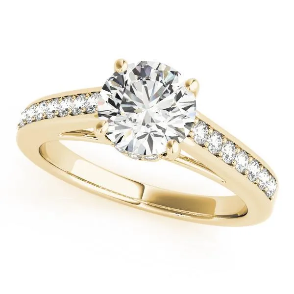Presley Round Center Stone Diamond Channel Cathedral Ring