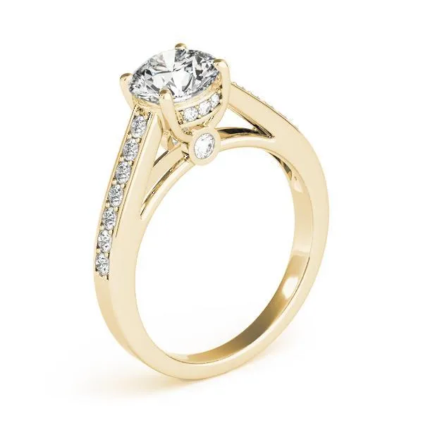 Presley Round Center Stone Diamond Channel Cathedral Ring