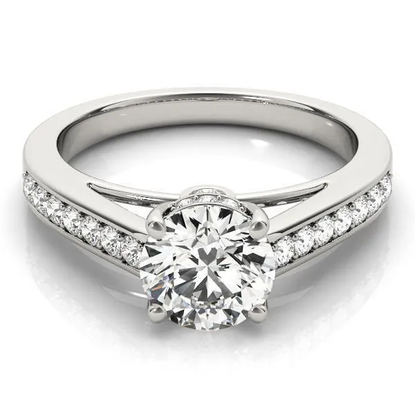 Presley Round Center Stone Diamond Channel Cathedral Ring