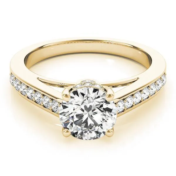 Presley Round Center Stone Diamond Channel Cathedral Ring